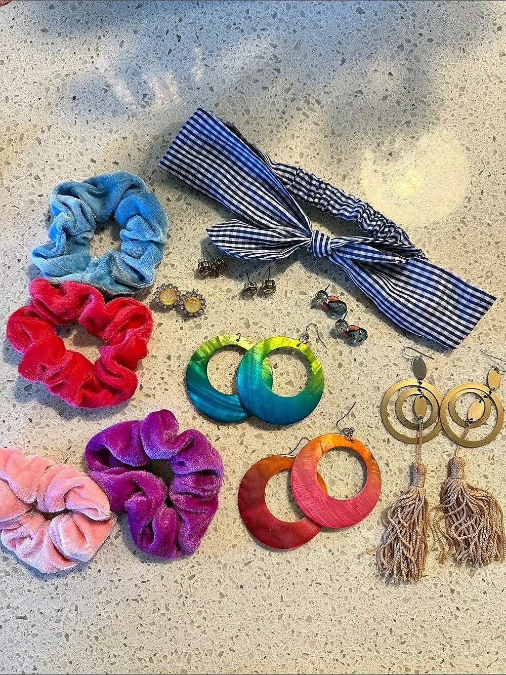 Costume Jewelry & Hair Accessories Lot Earrings Scrunchies Headband Craft